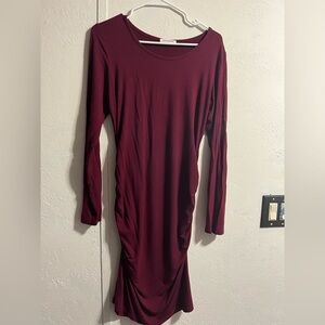Elegant Burgundy Long Sleeve Dress